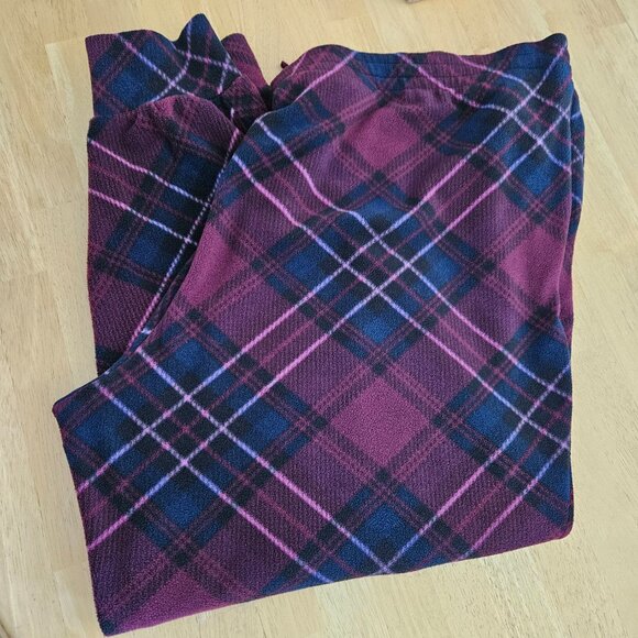 Cuddl Duds Fleecewear Stretch Petite Jogger Pants Plaid - Purple -2XP - EUC - Picture 8 of 8